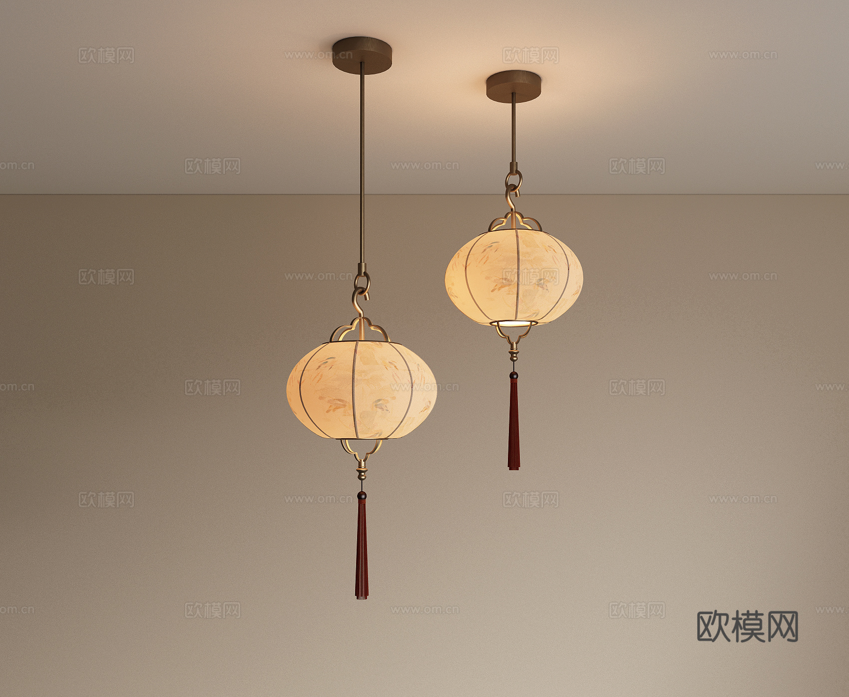 新中式花鸟灯笼 禅意吊灯 餐厅吊灯 吊灯组合 床头吊灯3d模型