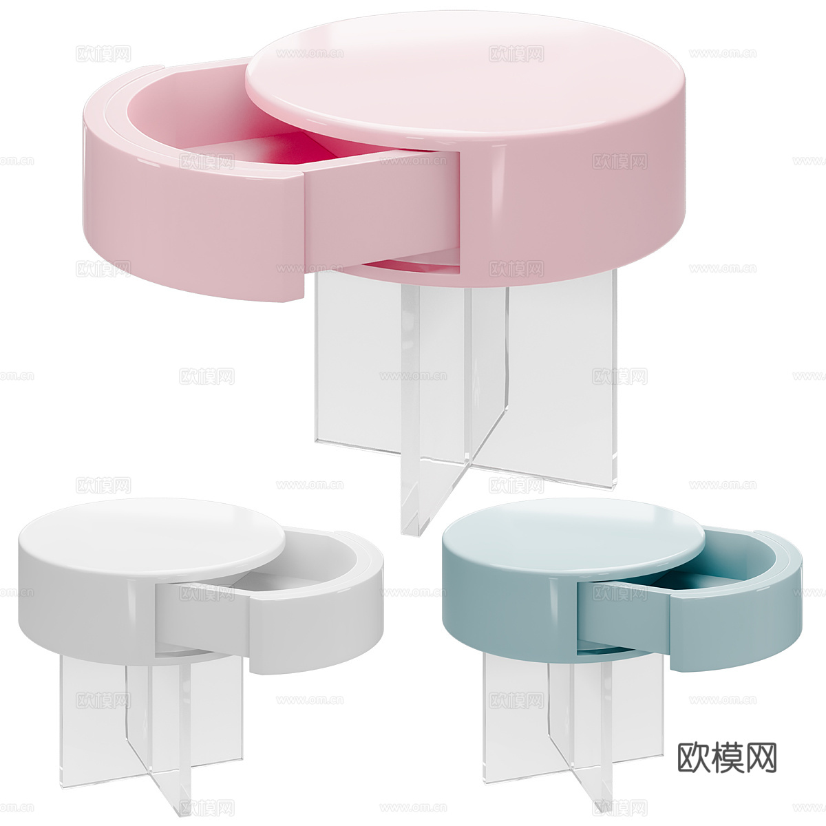 现代意式奶油风 Cloud 床头柜3d模型