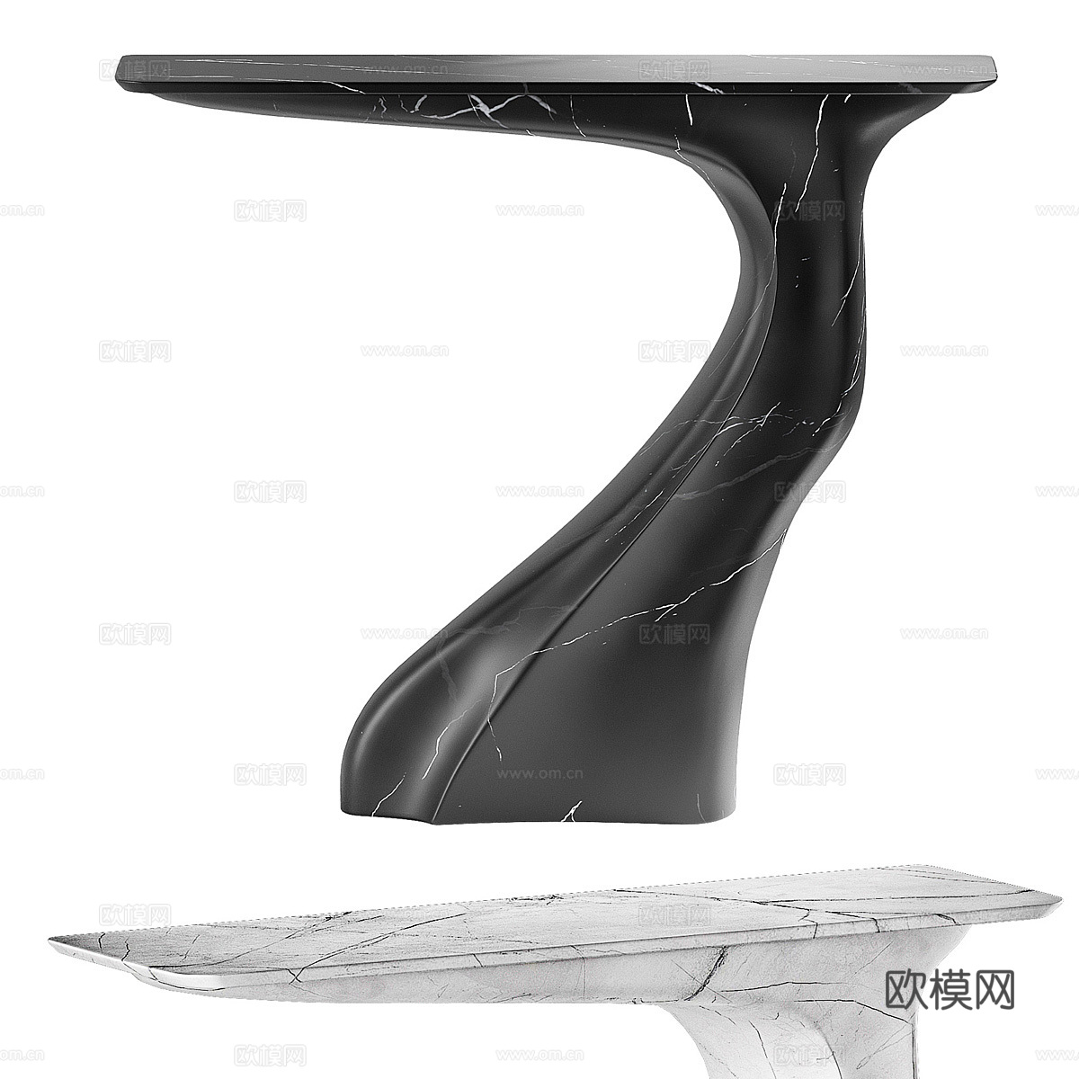 现代意式极简大理石端景台 玄关桌3d模型