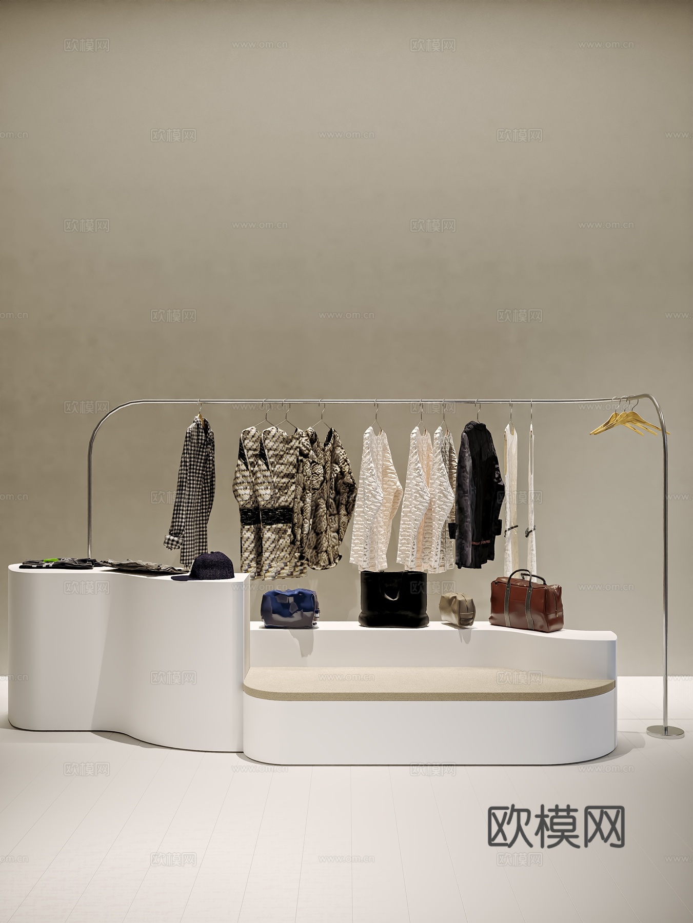 衣架+衣服+服装店坐凳组合3d模型