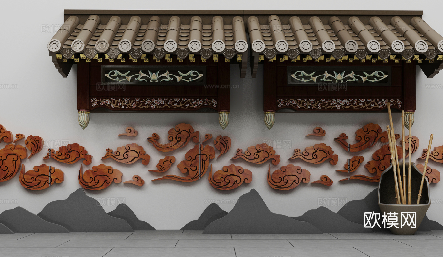 古建摆件门头组合3d模型