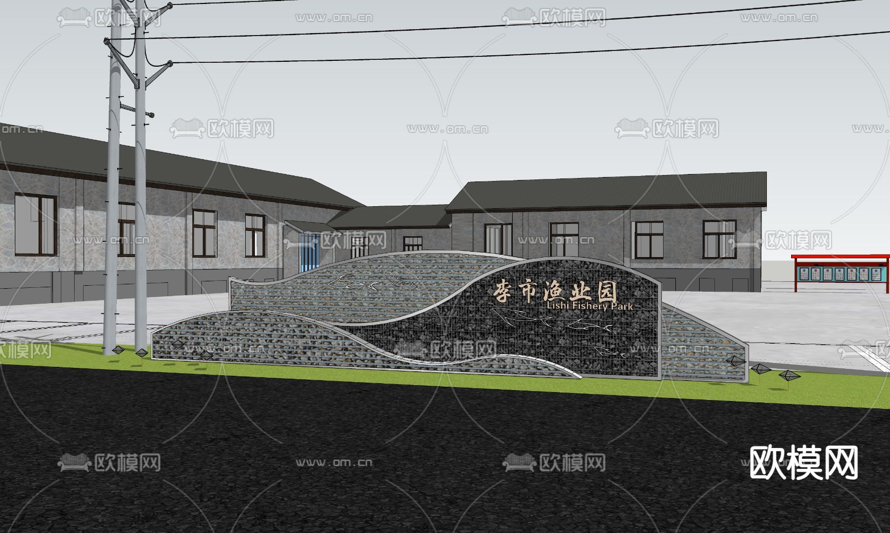 石笼导视su模型下载（渲染图2）
