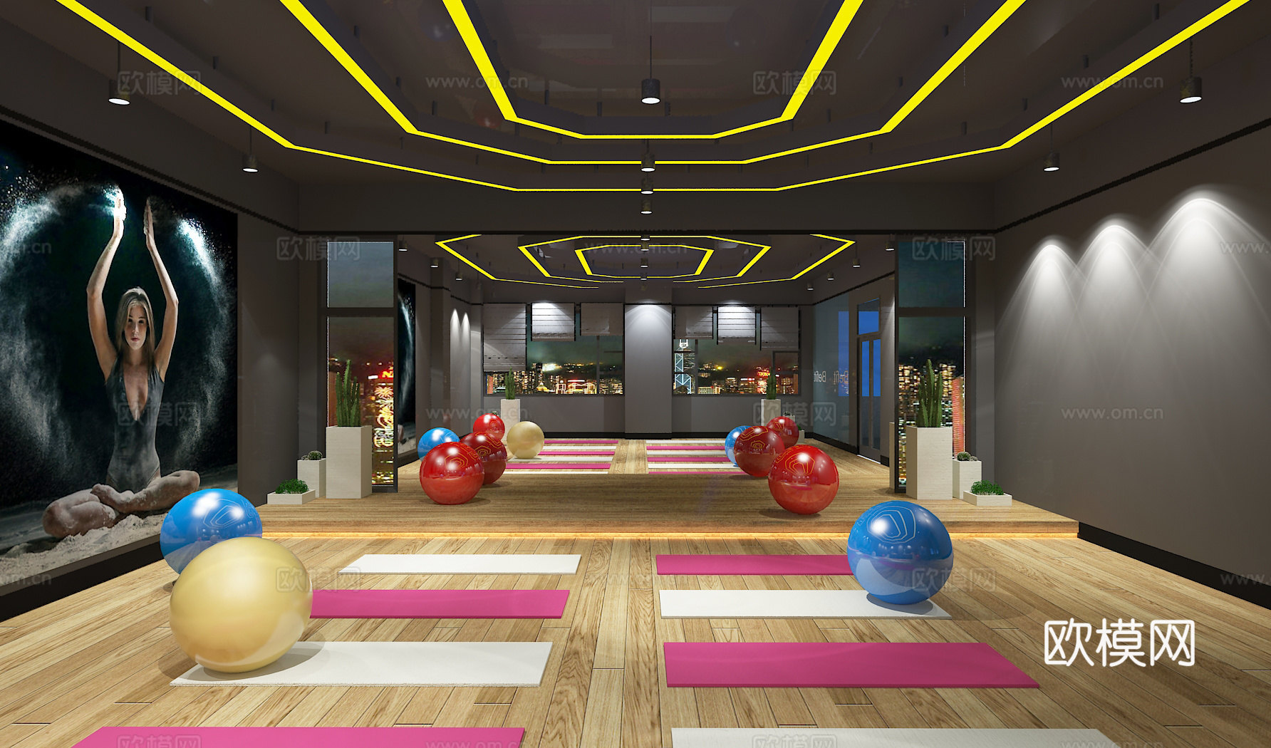 现代瑜伽健身房3d模型