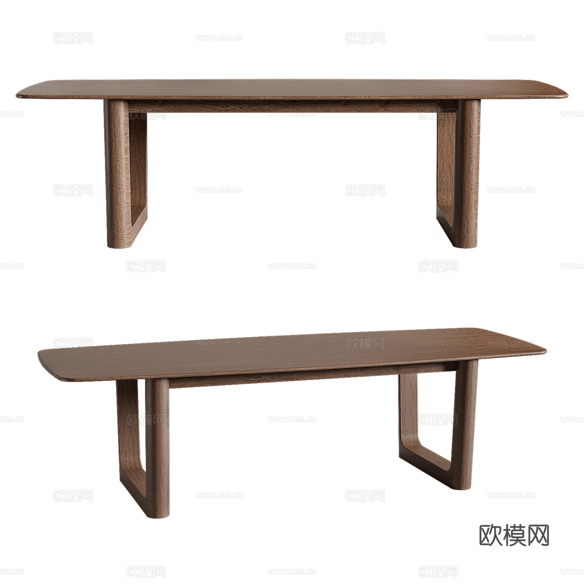 新中式实木长餐桌3d模型