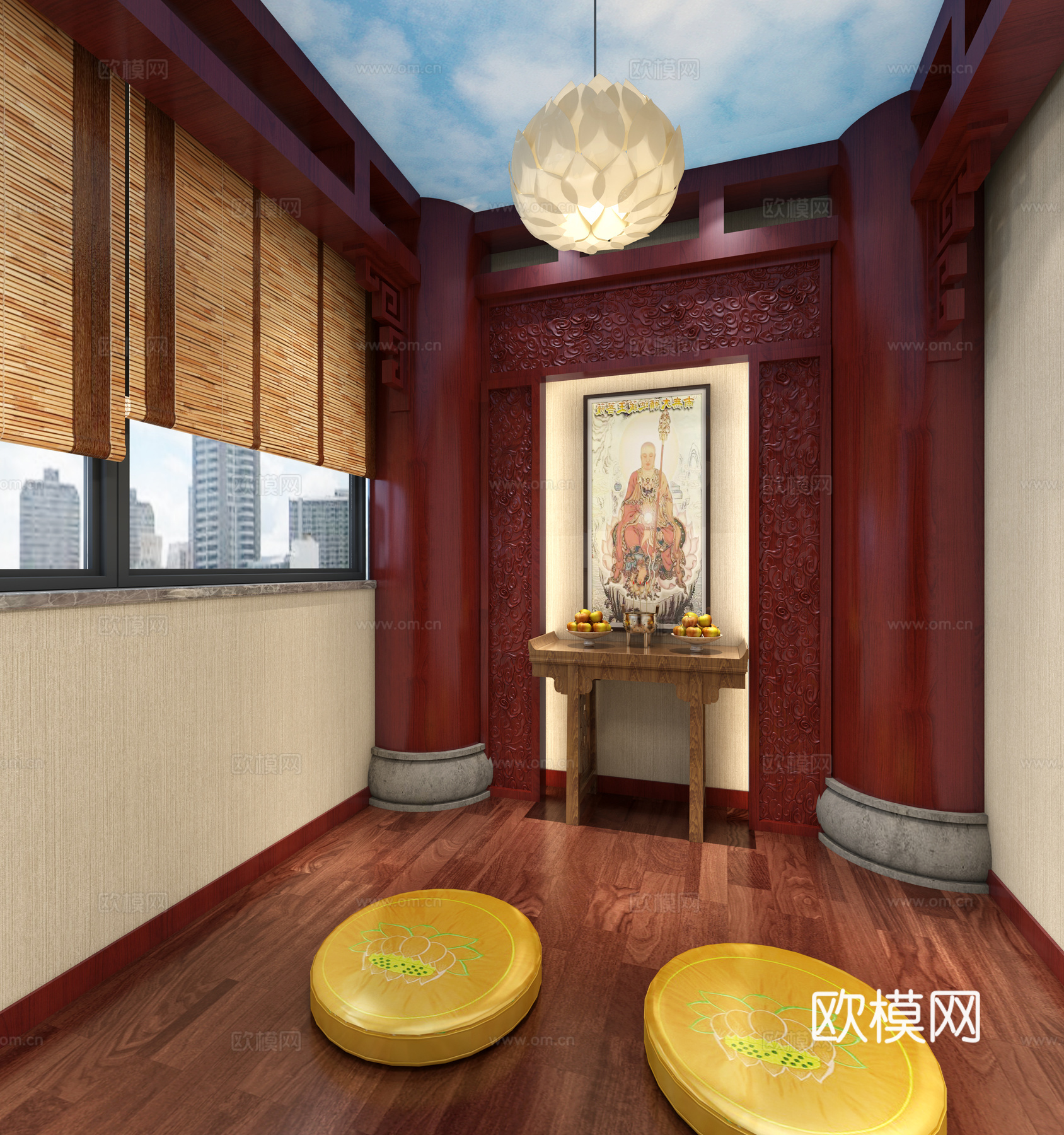 榻榻米坐垫  莲花灯3d模型