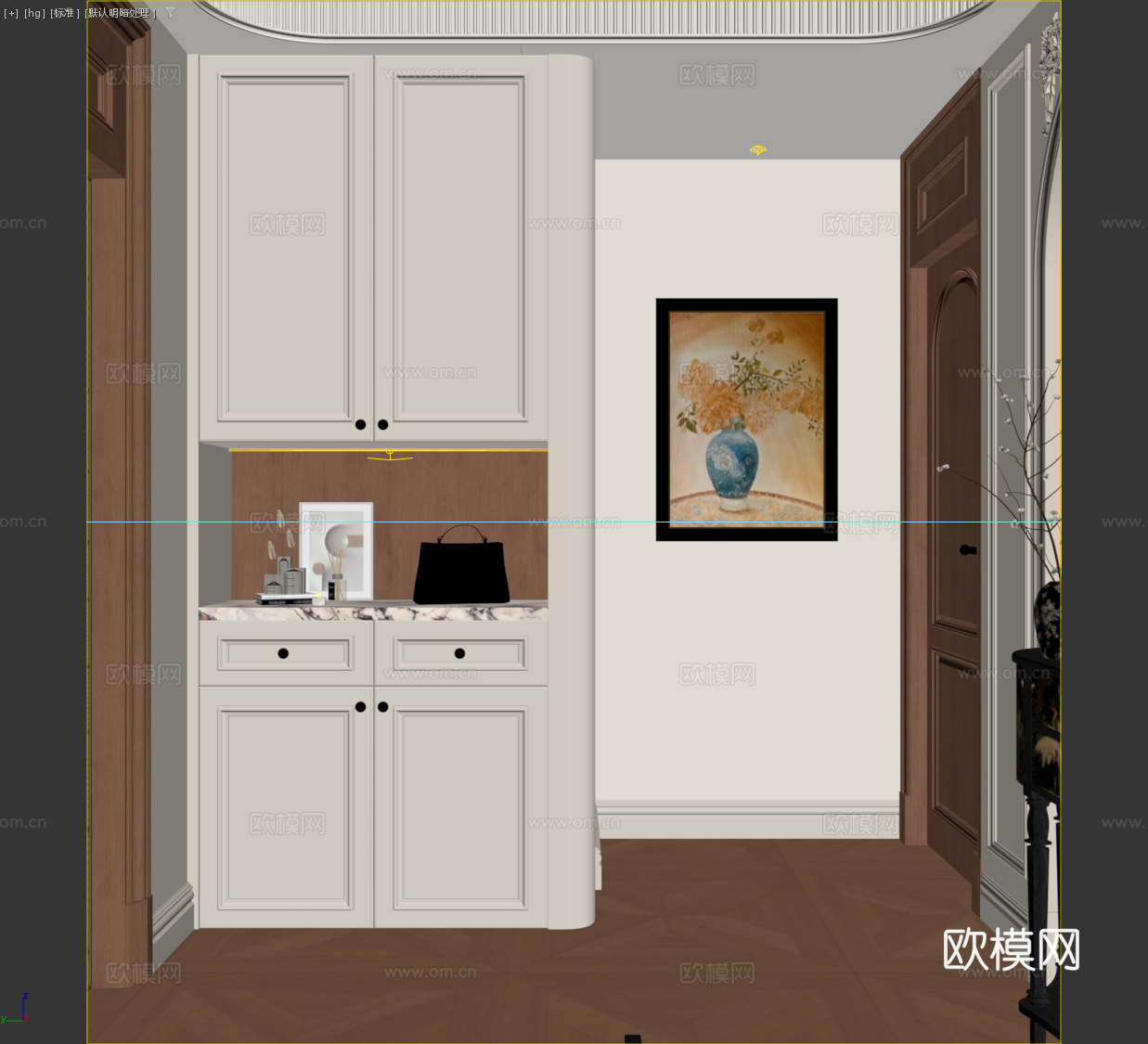 法式中古鞋柜饰品 法式复古装饰挂画 法式玄关挂画 法式两门鞋3d模型
