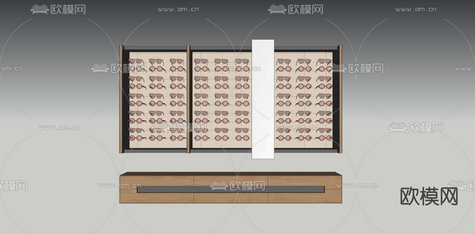 眼镜展柜su模型下载