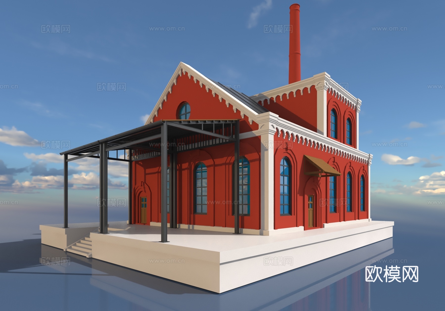工厂建筑 建筑外观 复古建筑3d模型