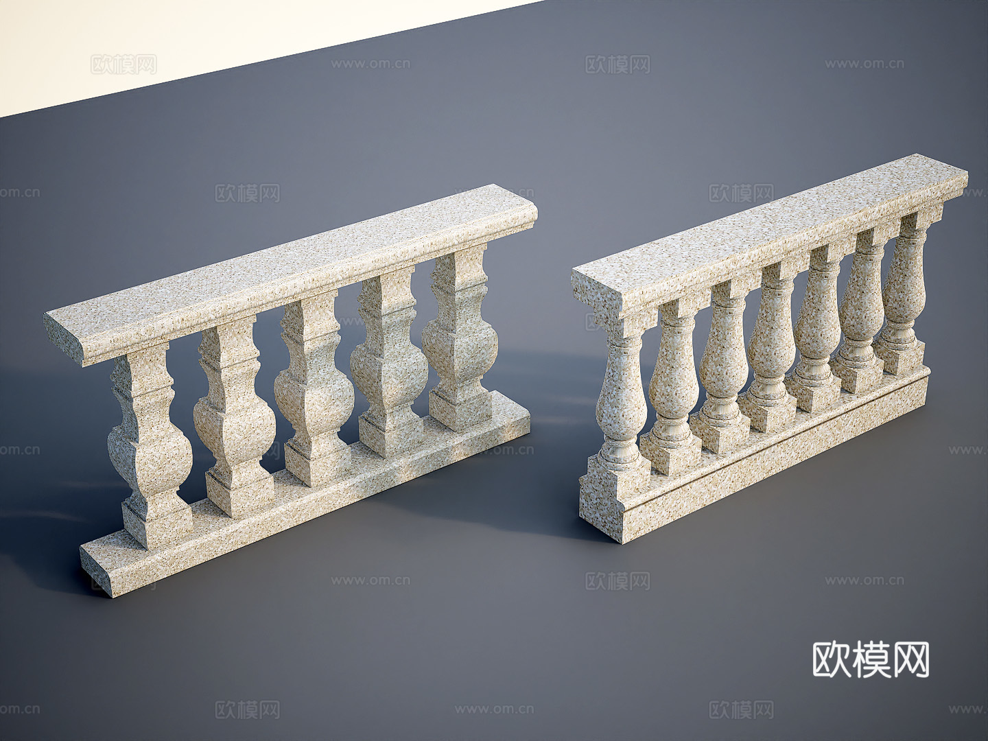 石栏杆  宝瓶围栏  欧式围栏su模型下载（渲染图1）
