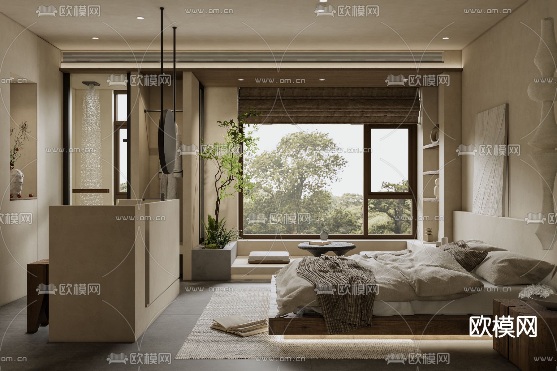 侘寂卧室su模型下载（渲染图1）