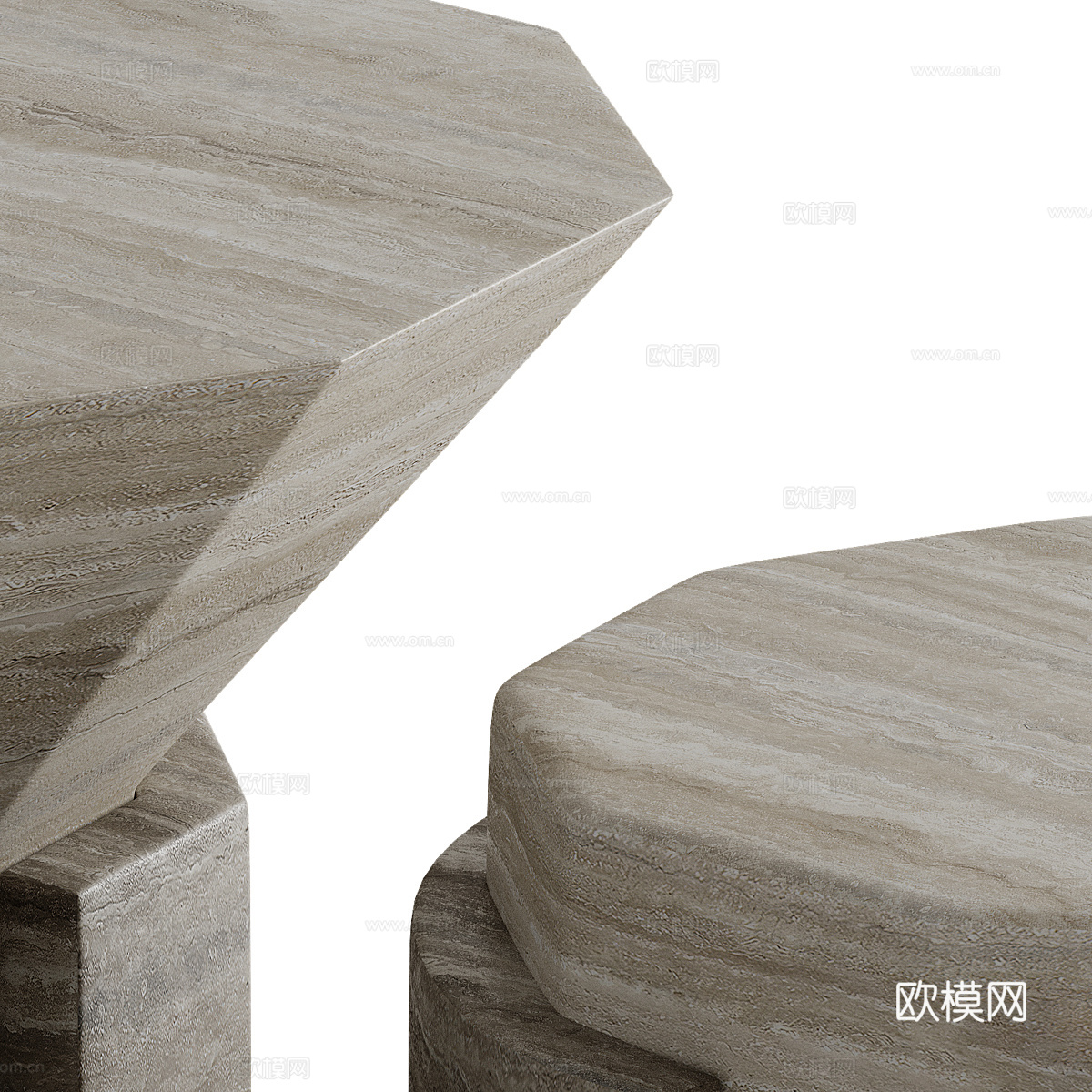 现代侘寂极简石材边几3d模型