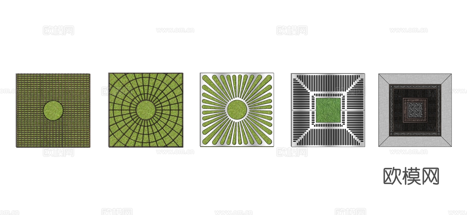 新中式树篦子 树池su模型下载（渲染图2）