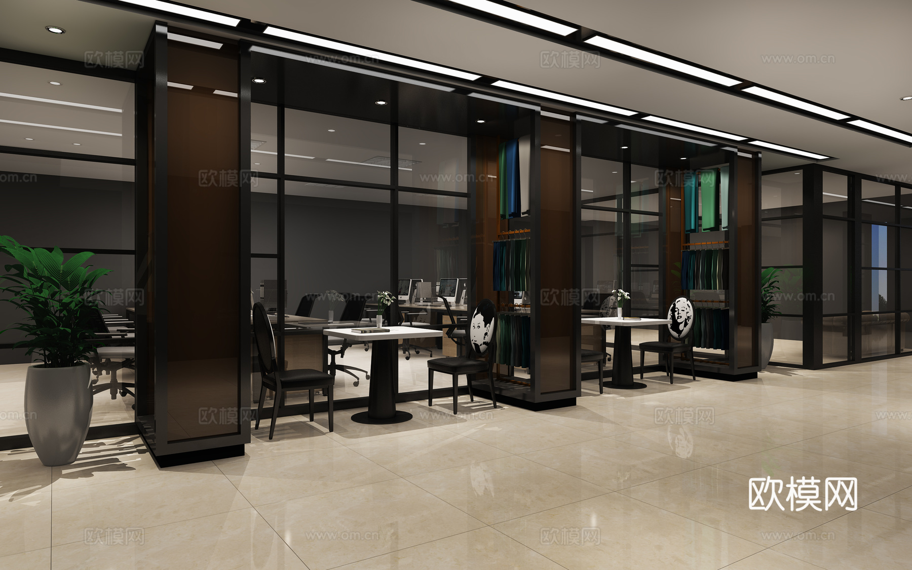 工业风布艺展厅 纺织展厅 布艺架3d模型