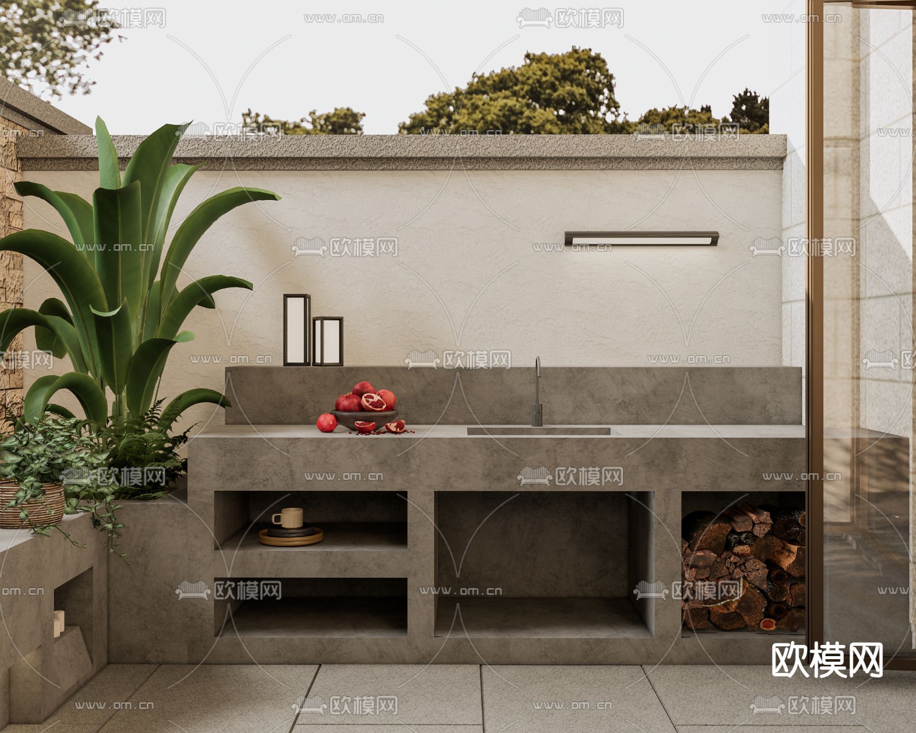 侘寂花园su模型下载（渲染图2）