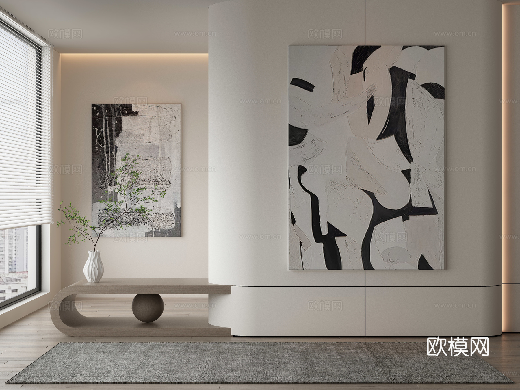 现代侘寂挂画 油画3d模型