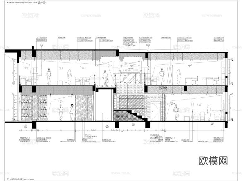 書店 書吧 圖書館 書屋 閱覽室cad施工圖下載(渲染圖5)