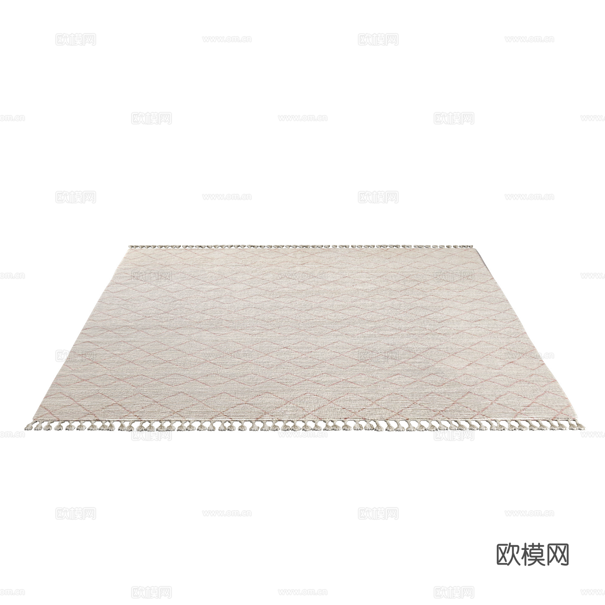 现代奶油风布艺流苏地毯3d模型