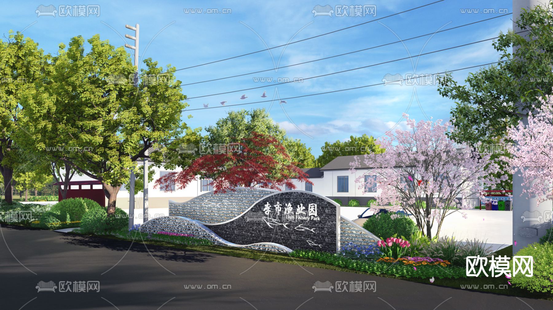 石笼导视su模型下载（渲染图1）