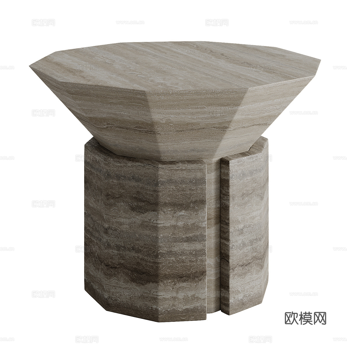 现代侘寂极简石材边几3d模型