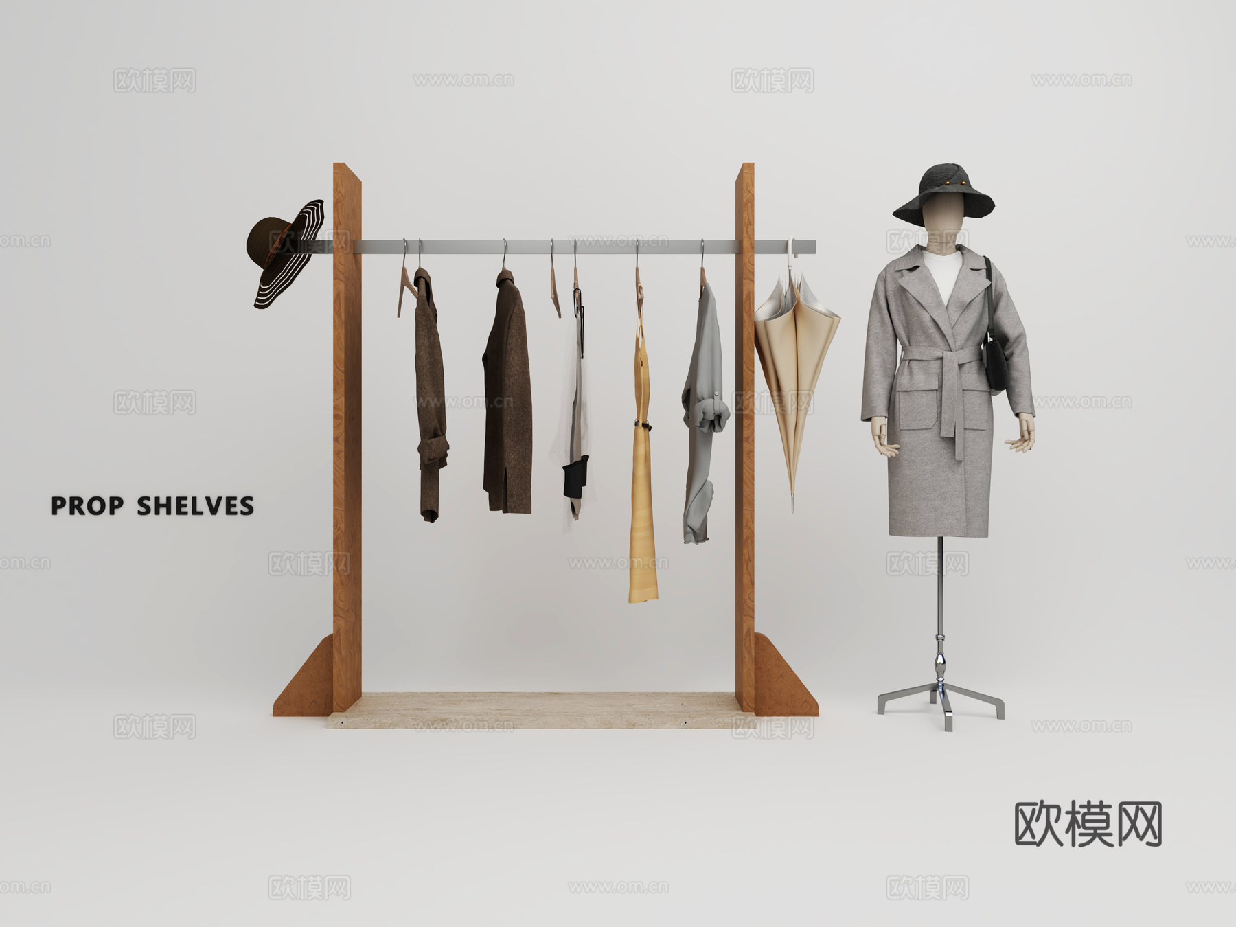 服装店道具货架货柜中岛3d模型