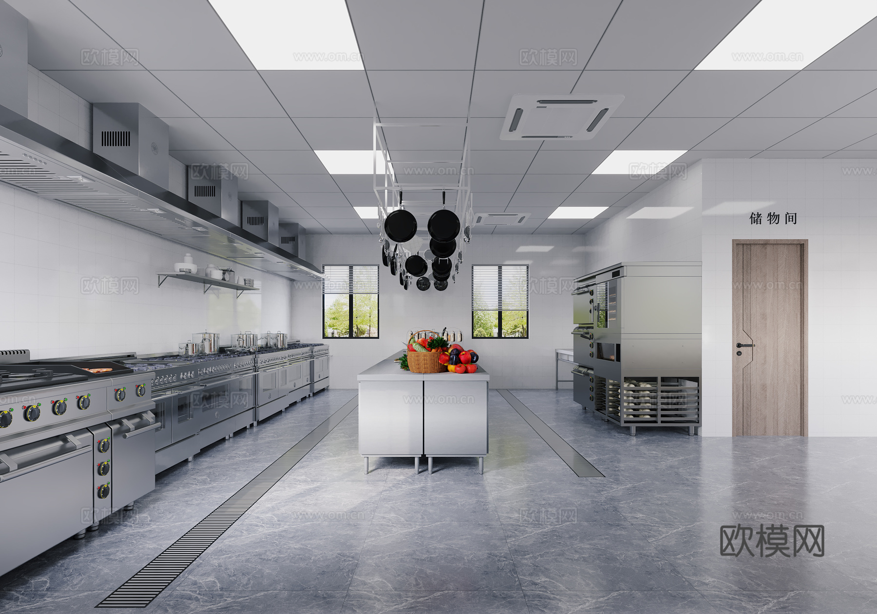 酒店后堂厨房3d模型