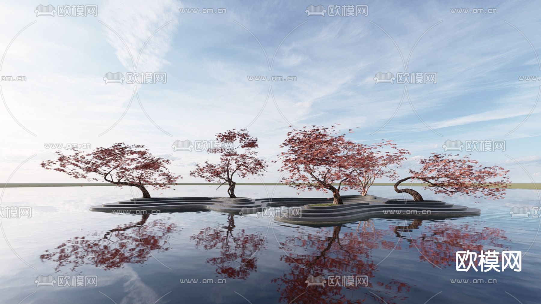 红枫树 树木 大树su模型下载（渲染图4）