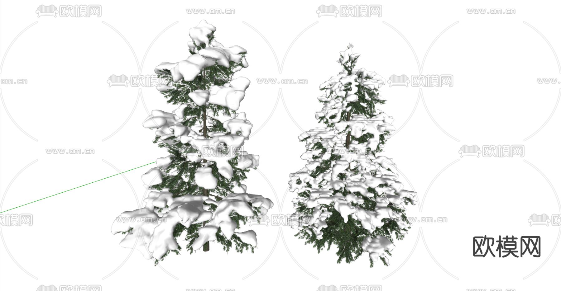 冬季雪松树su模型下载（渲染图1）