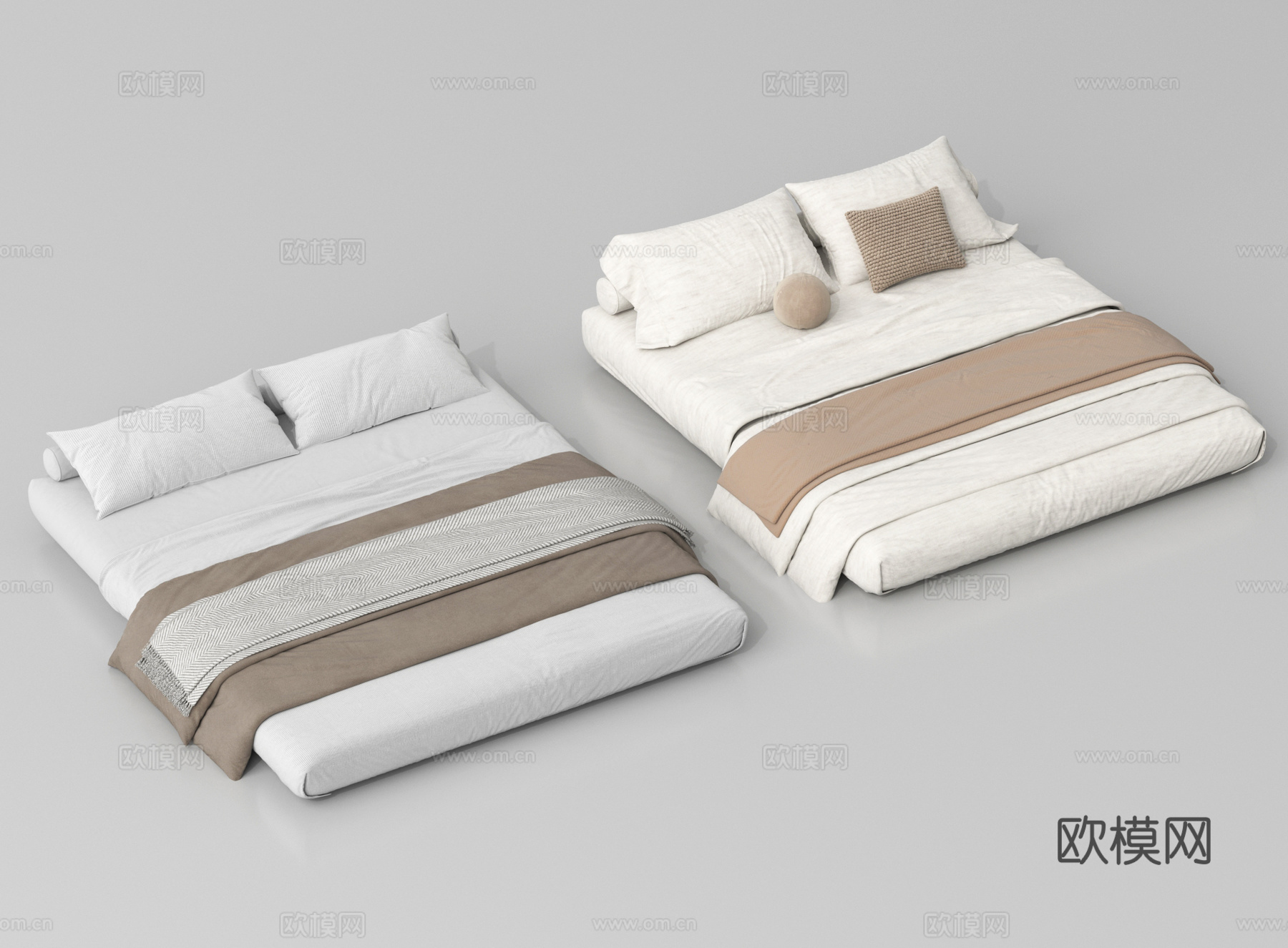 现代榻榻米床 榻榻米床垫 床具 床品3d模型