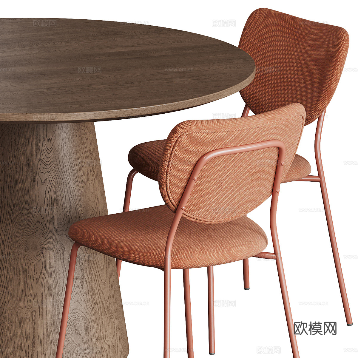 现代意式极简圆餐桌椅组合3d模型