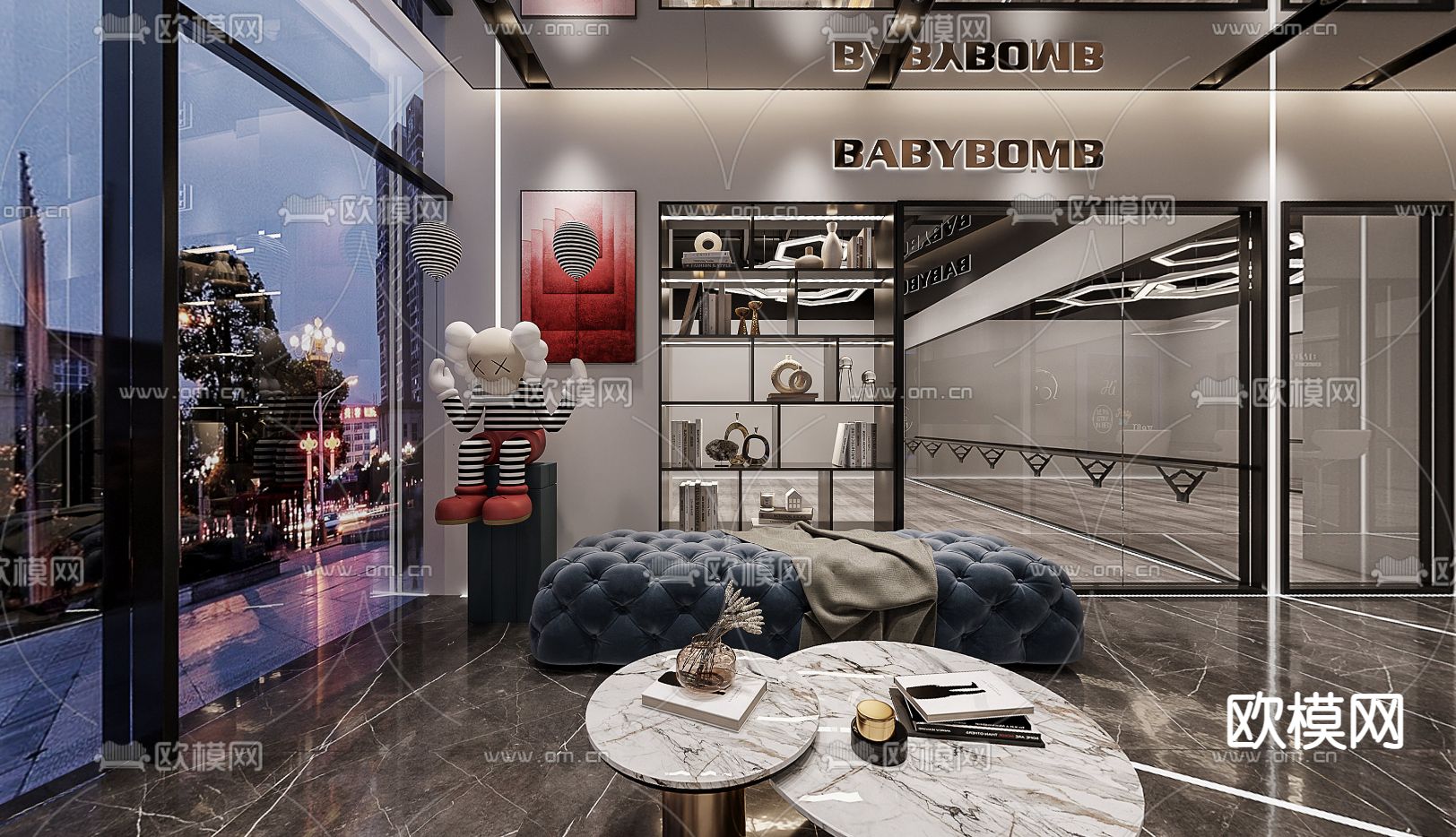 现代街舞培训机构免费3d模型下载（渲染图2）