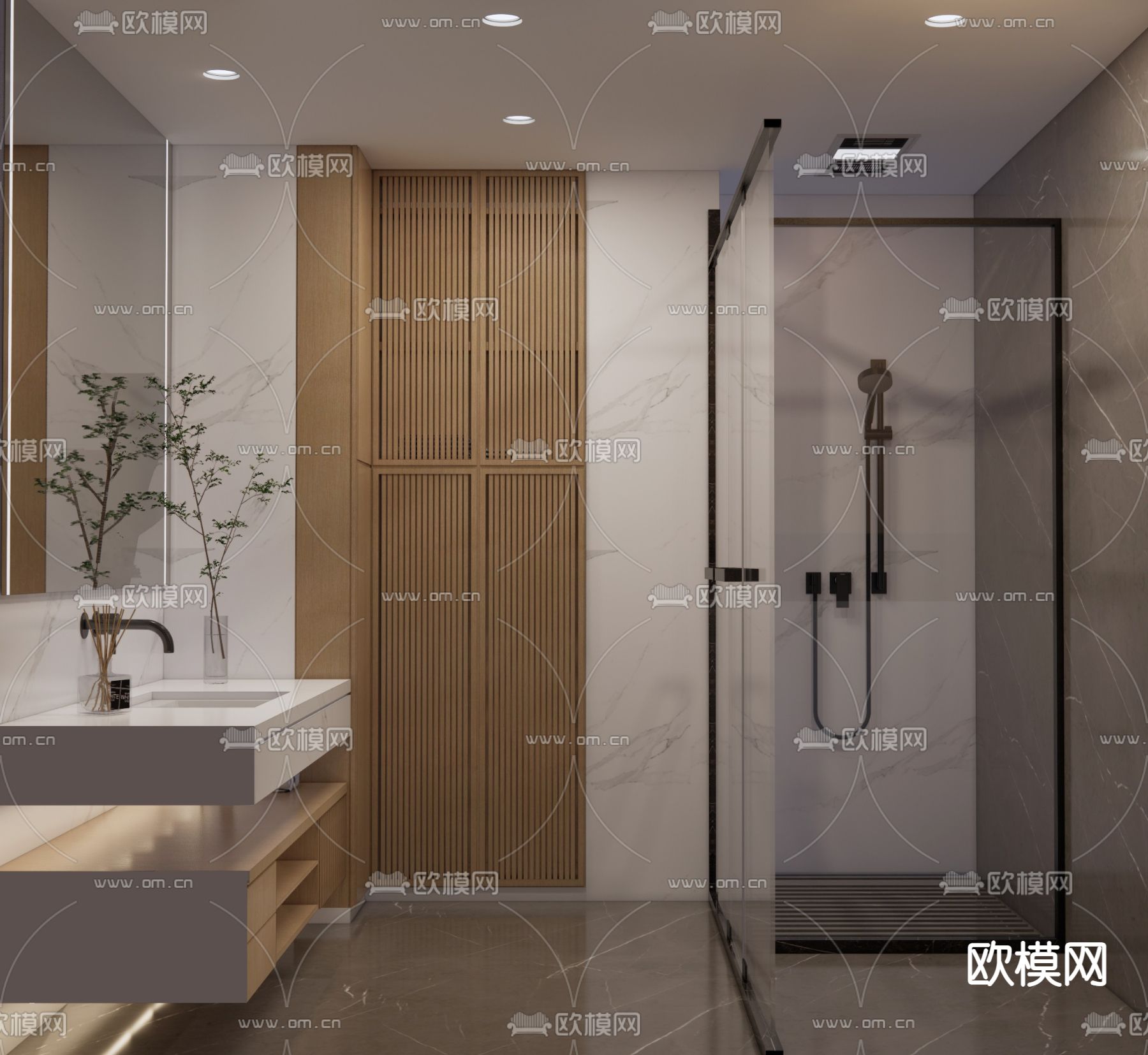 现代卫生间 浴室su模型下载（渲染图2）