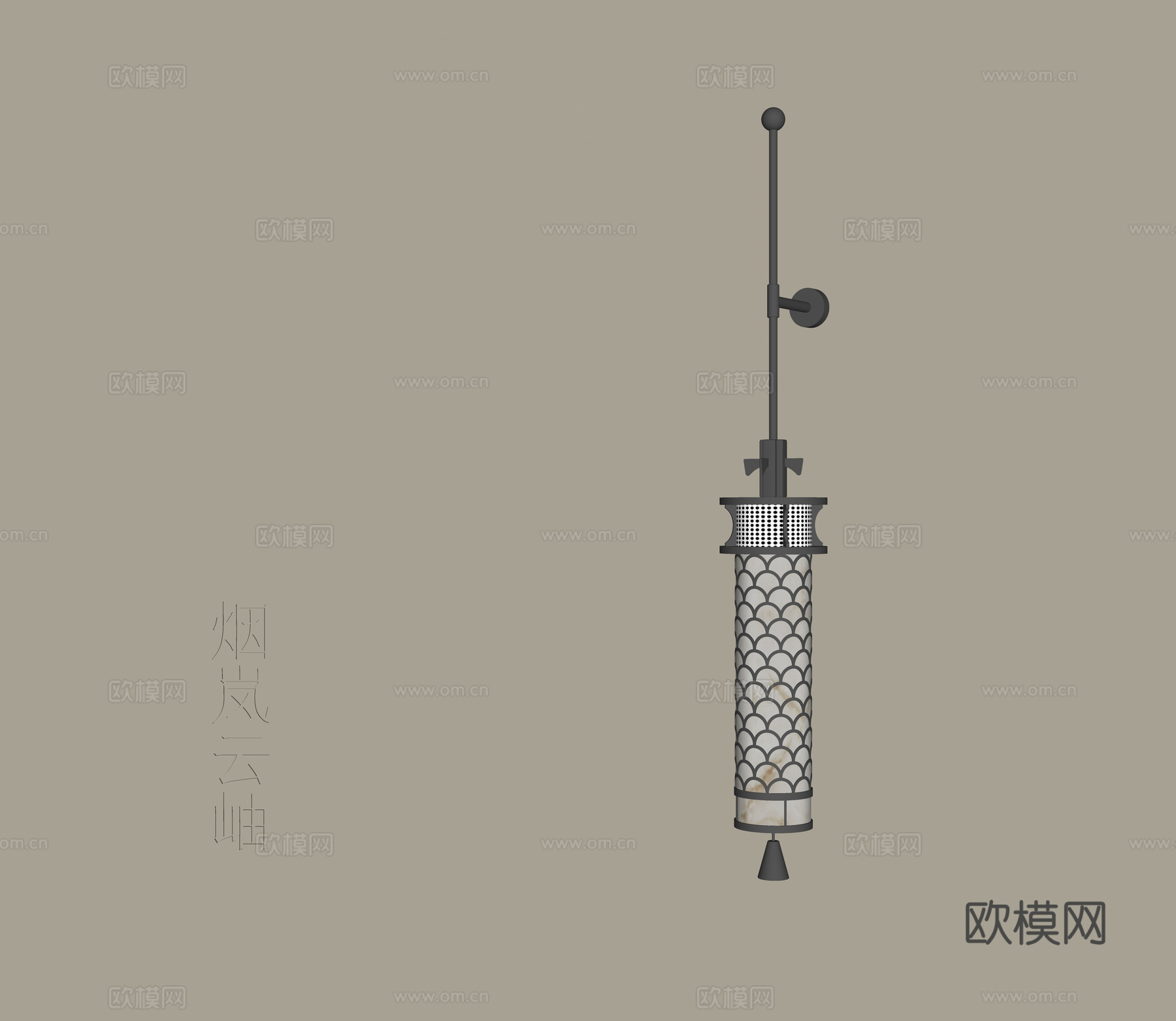 新中式宋式风壁灯su模型