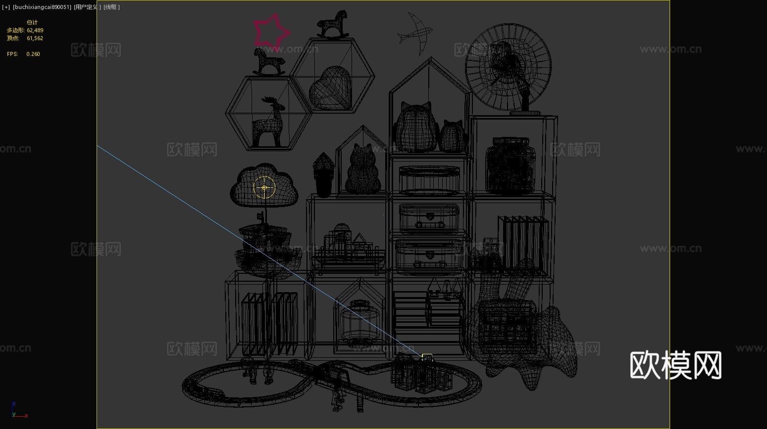 现代摆件装饰柜兔子动物玩具数据儿童玩具柜3d模型