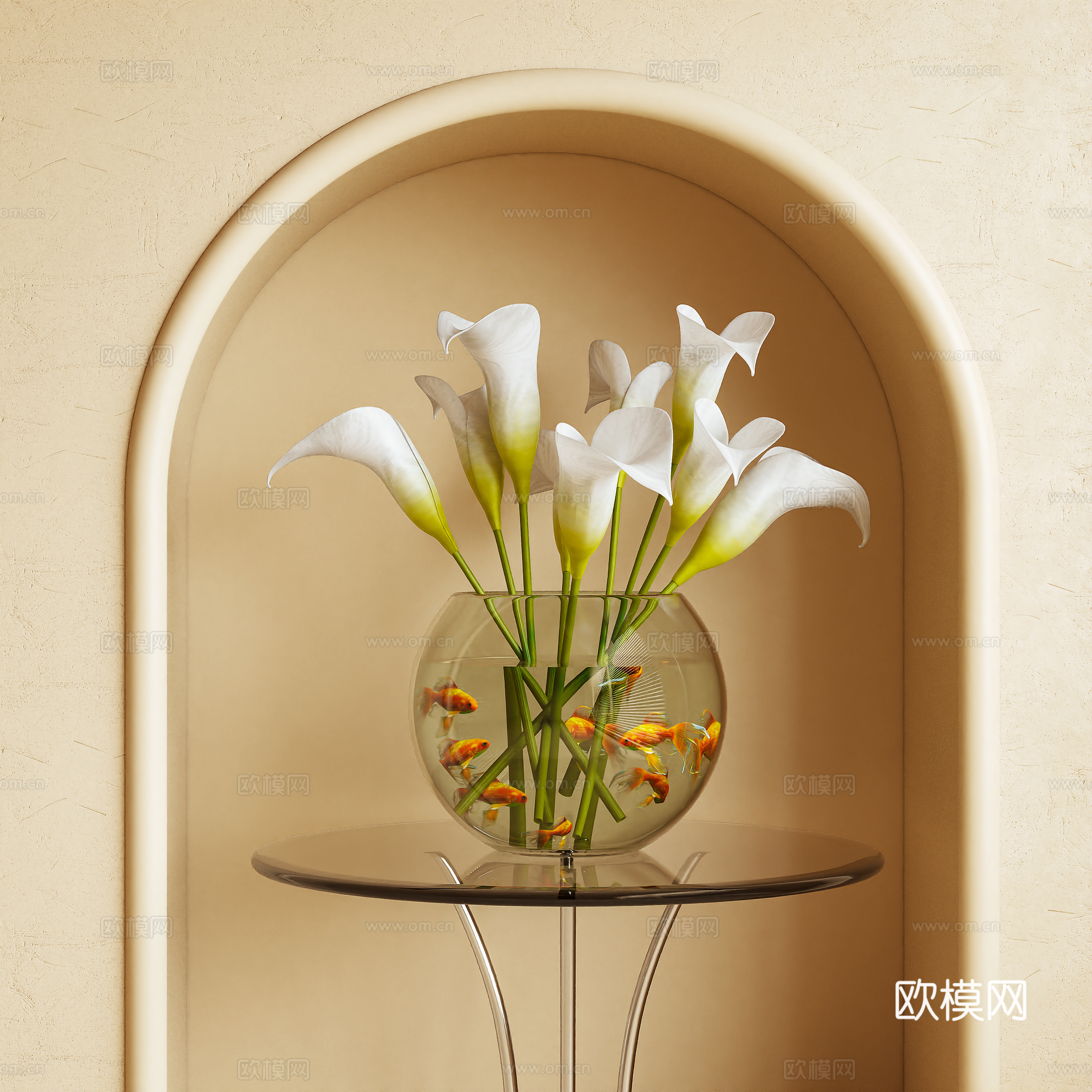 花卉 插花  鱼缸3d模型