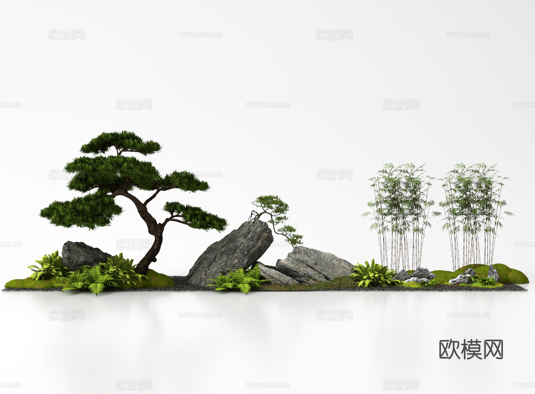 现代庭院小品 庭院景观 松树 乔木 景观树su模型