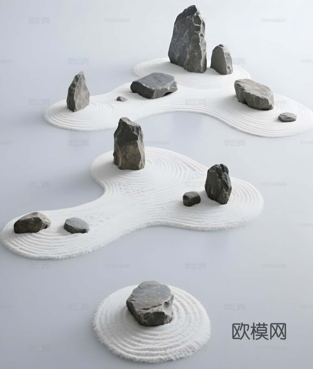 假山 石头 绿植3d模型