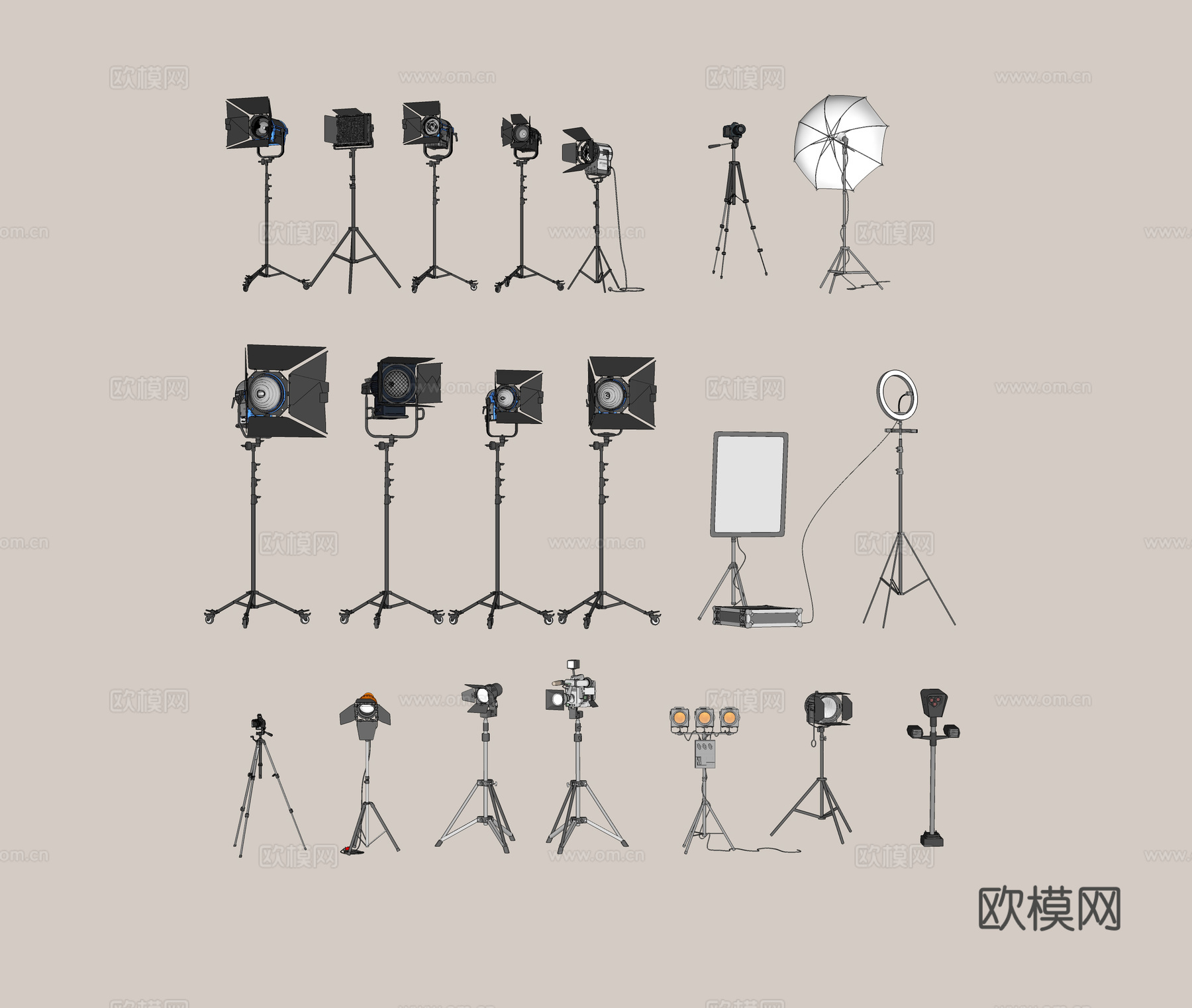摄影棚灯具 补光灯具 摄影器材su模型