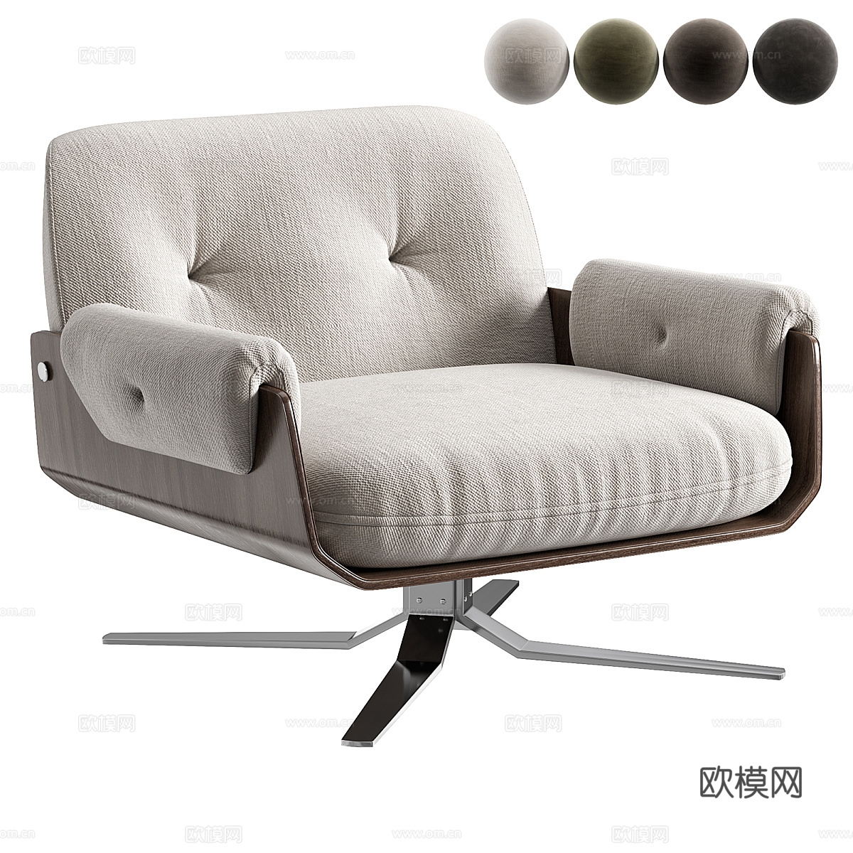 现代意式 Minotti Laurel 扶手椅3d模型
