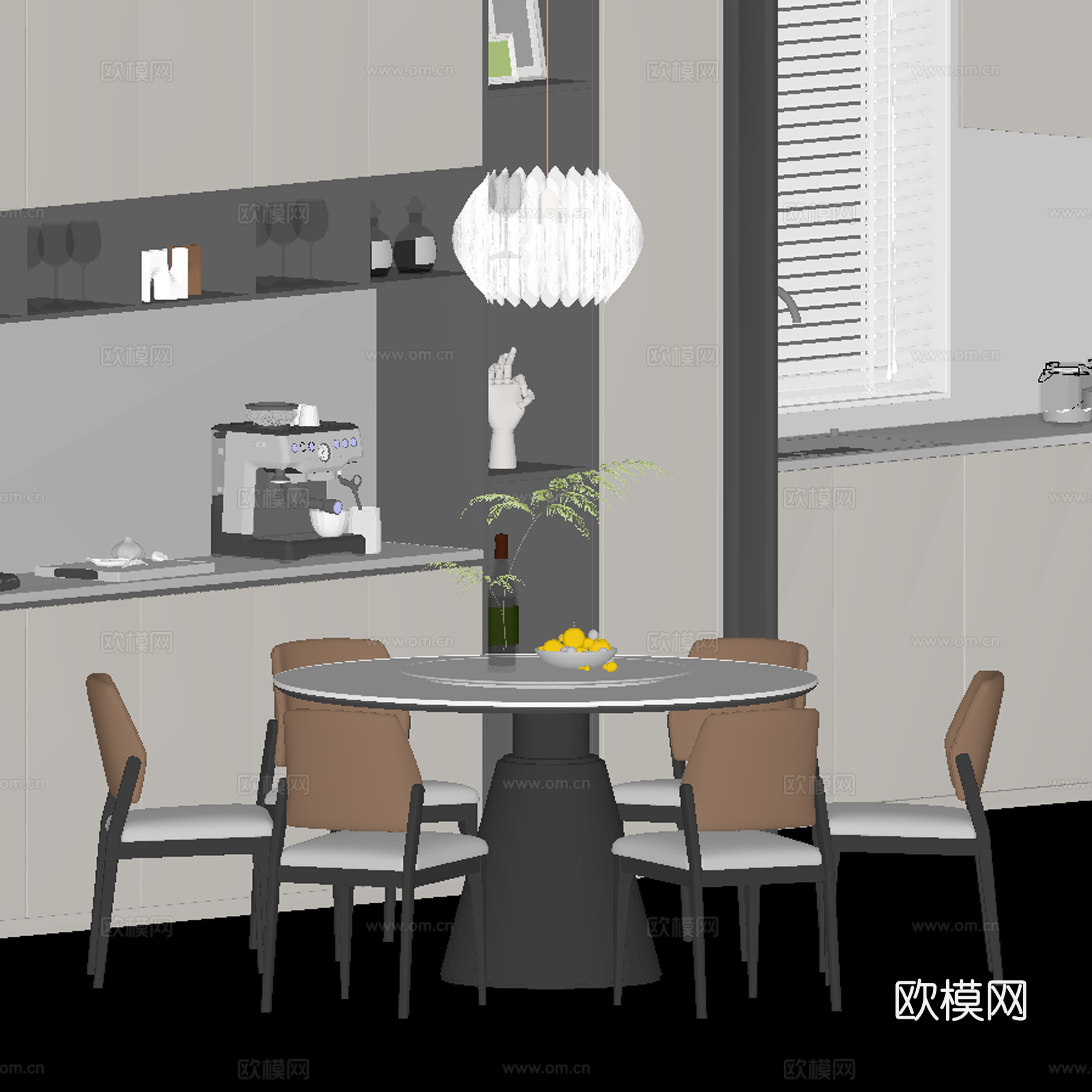 现代餐厅 餐桌椅su模型