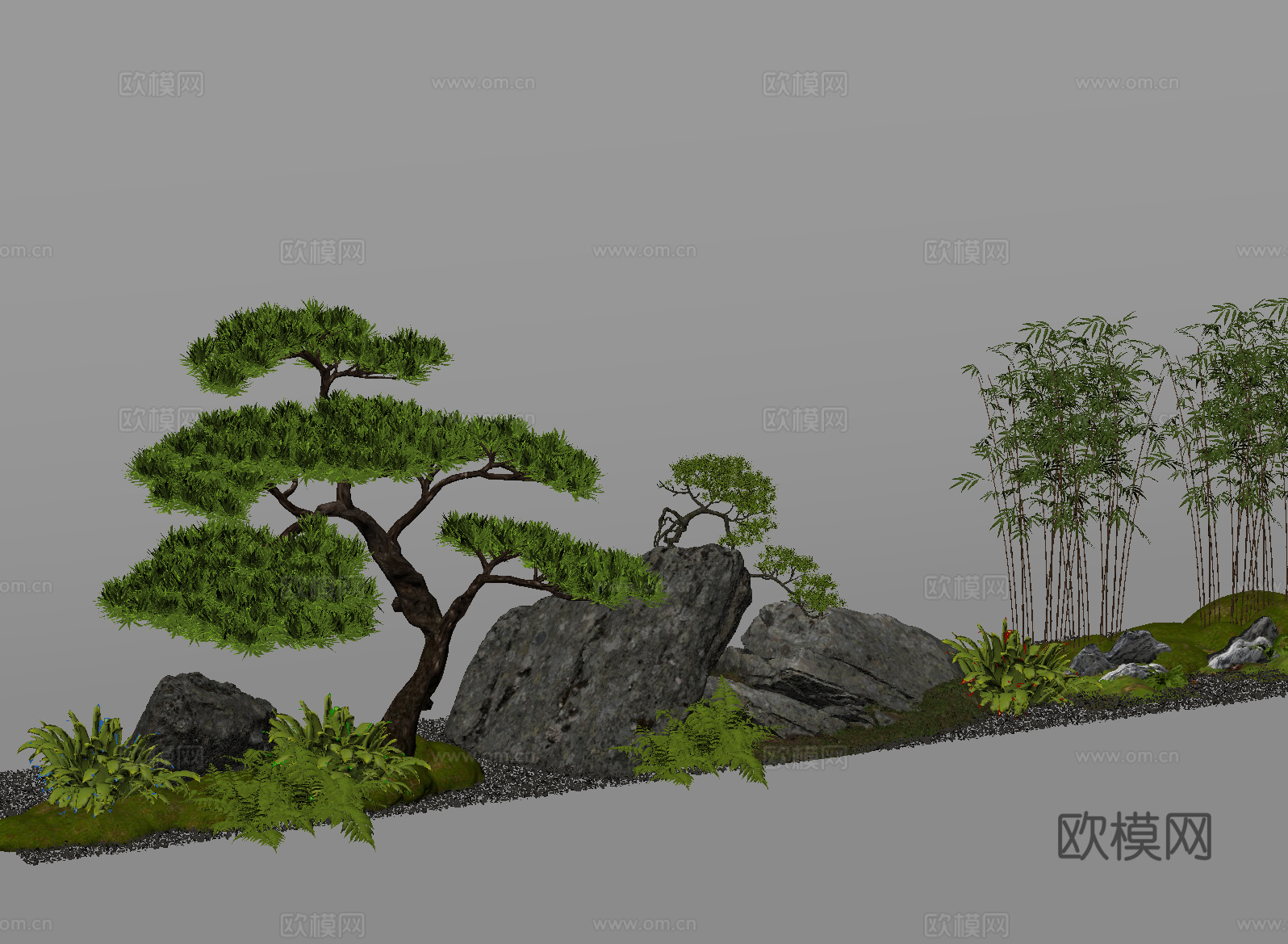现代庭院小品 庭院景观 松树 乔木 景观树su模型