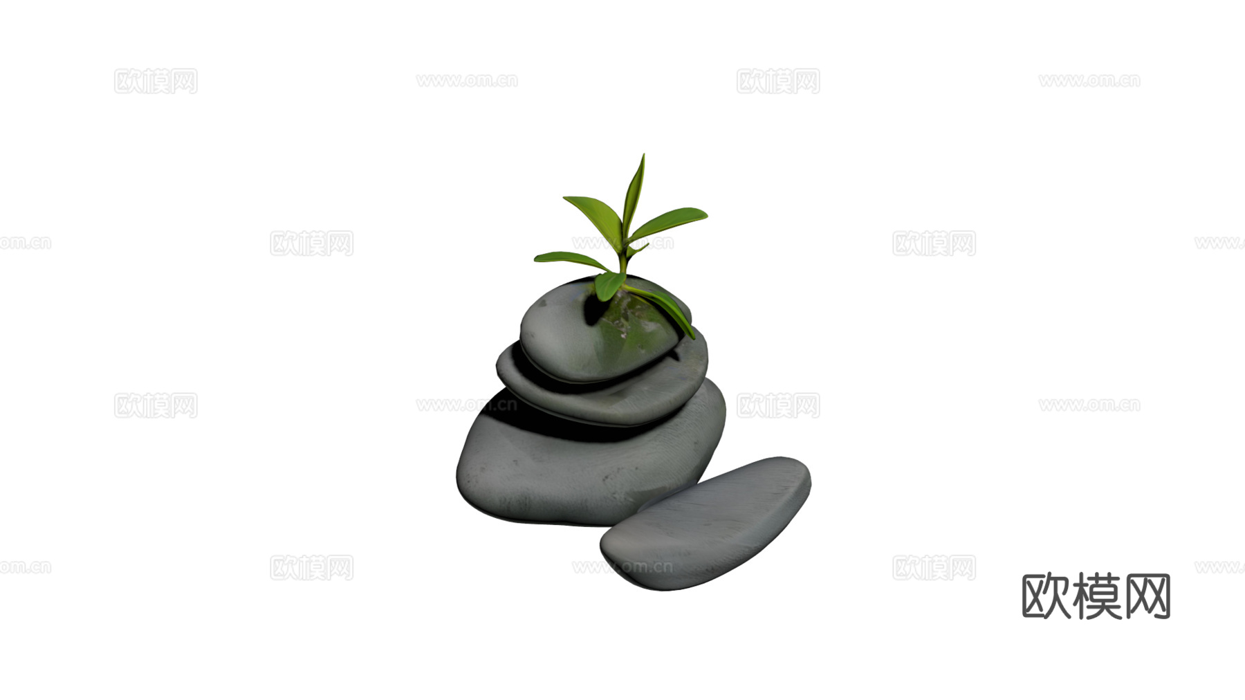 假山 石头 绿植su模型