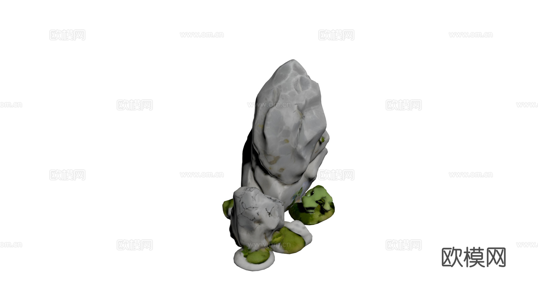 假山 石头 绿植su模型
