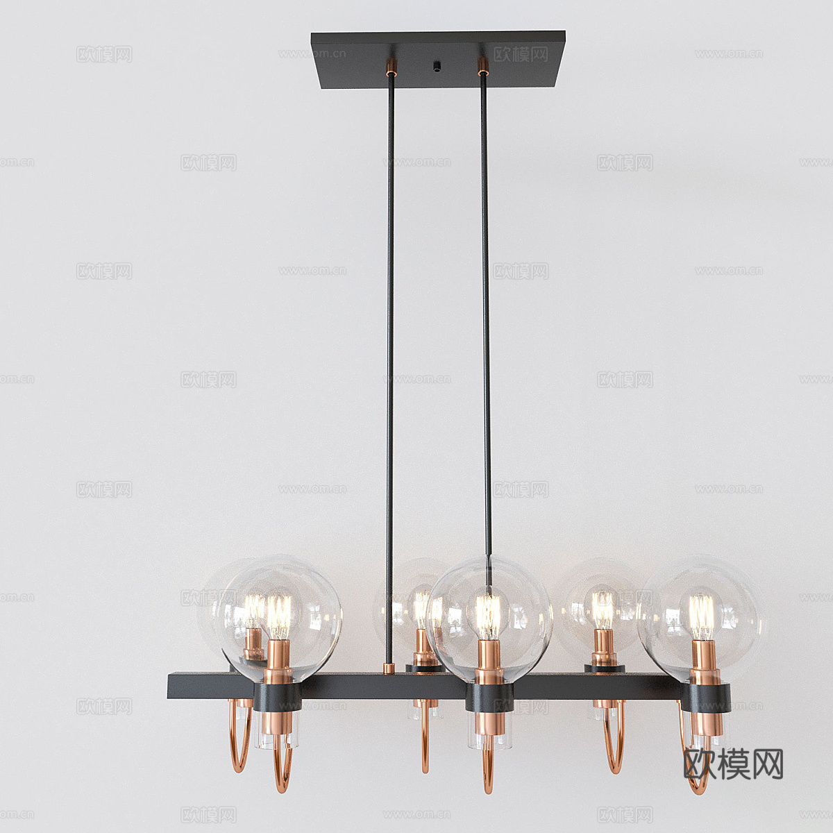 现代轻奢多头黄铜装饰吊灯3d模型
