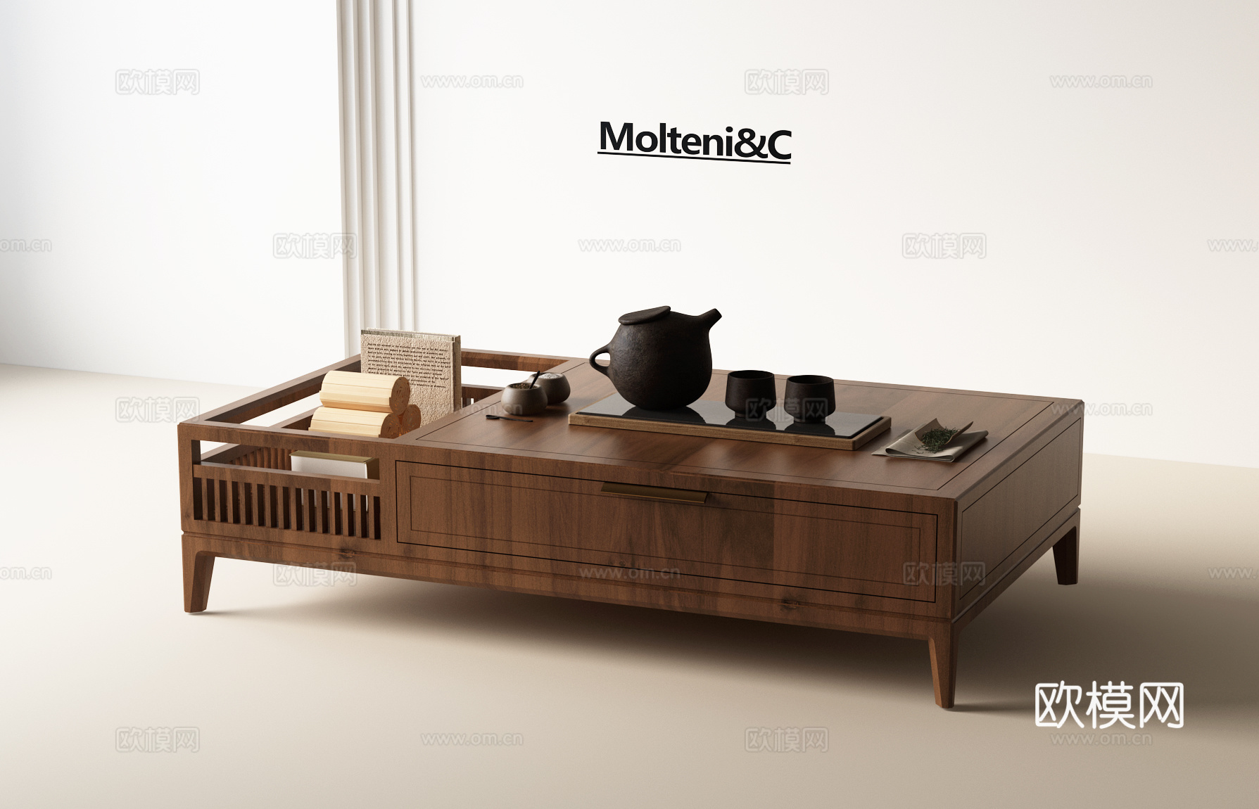 新中式茶几 宋氏茶几 茶几摆件 茶壶 茶碗  茶叶3d模型