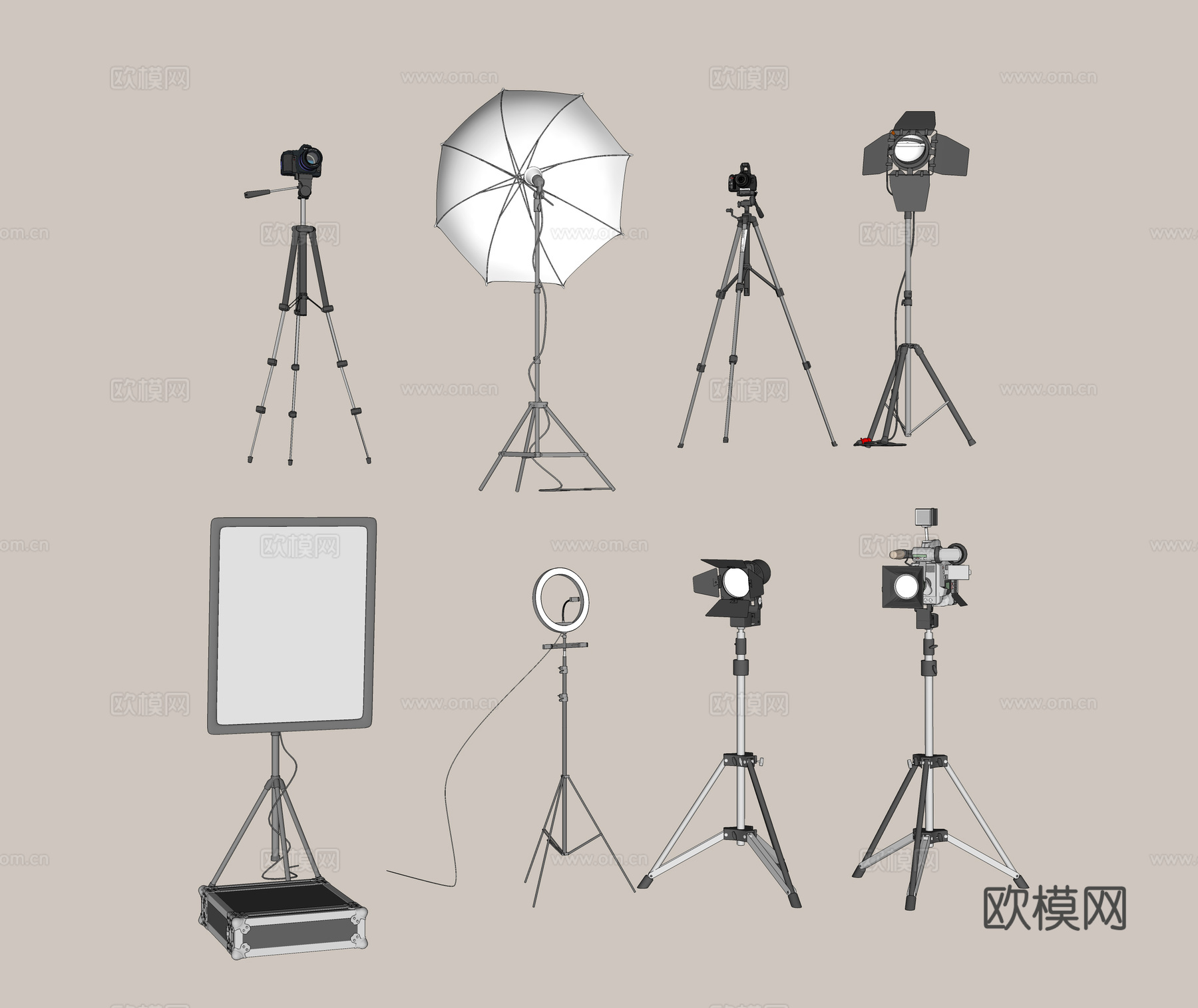 摄影棚灯具 补光灯具 摄影器材su模型