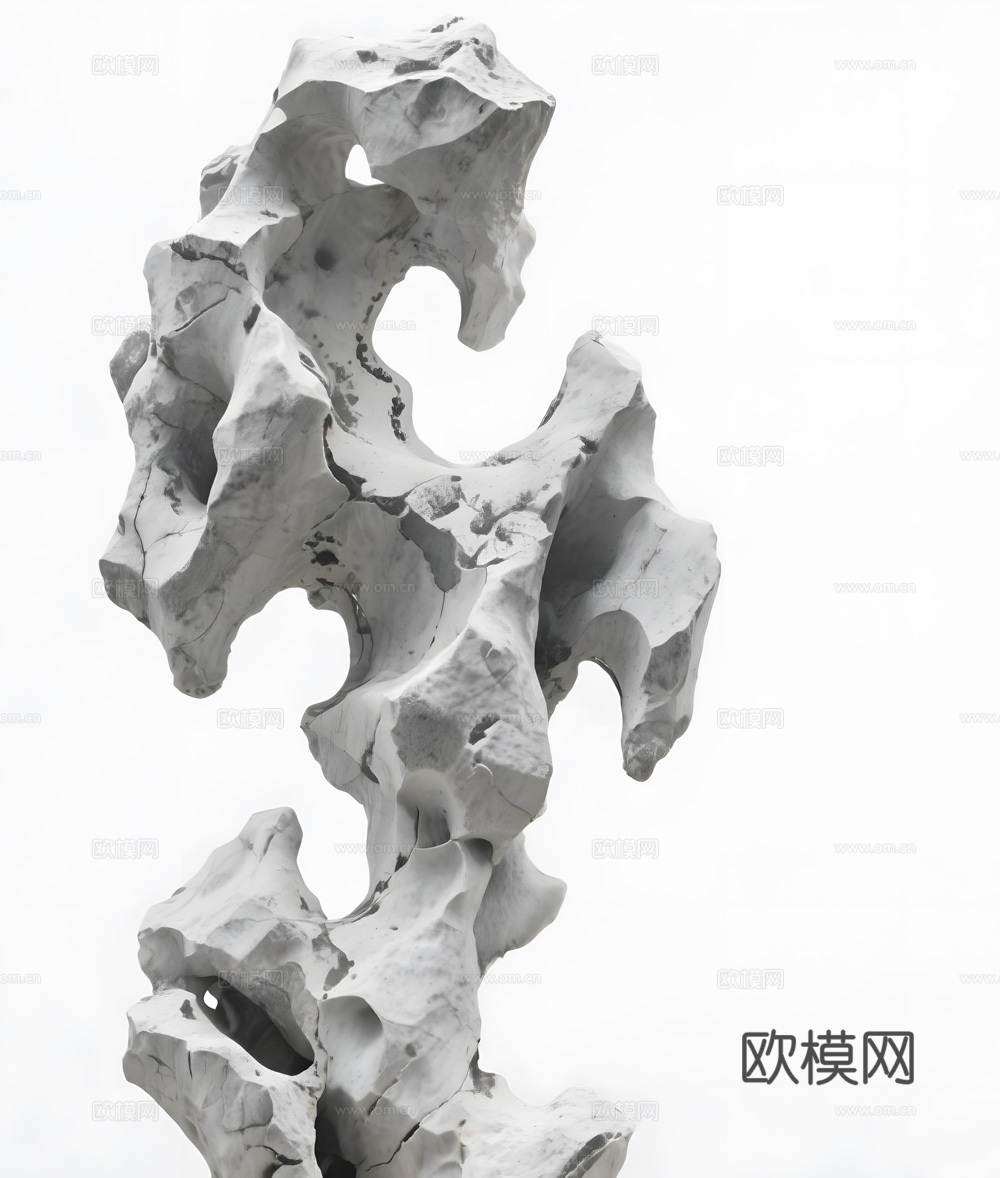 假山 石头 绿植3d模型