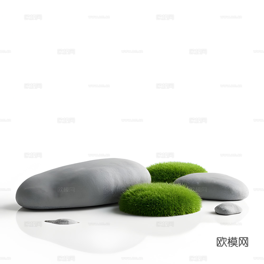 假山 石头 绿植3d模型