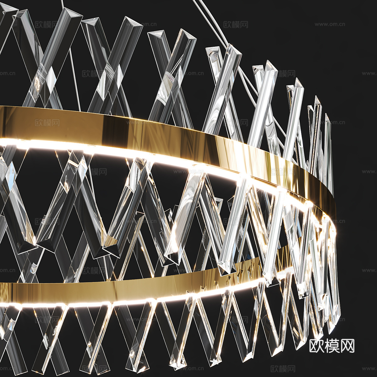 现代轻奢圆形金属玻璃装饰吊灯3d模型