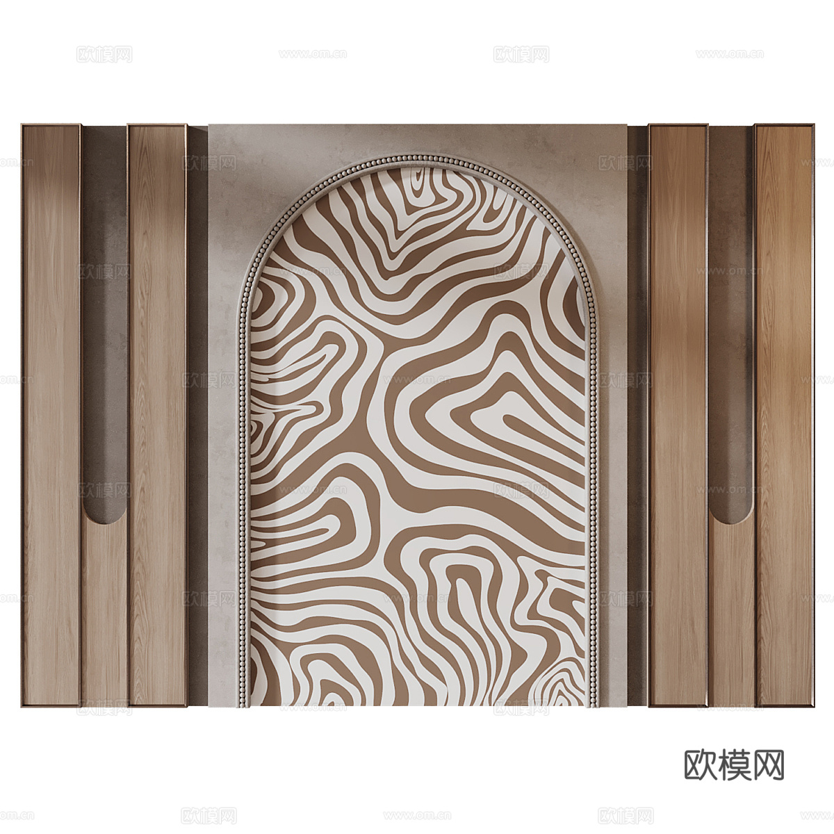 新中式中古风床头背景墙 沙发背景墙3d模型