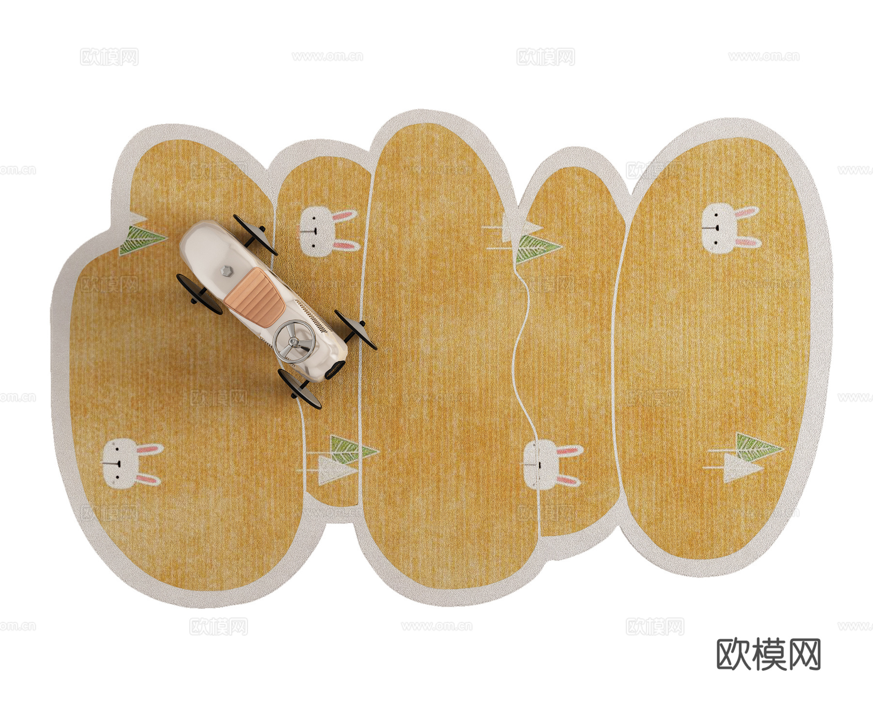 儿童房异形不规则地毯3d模型